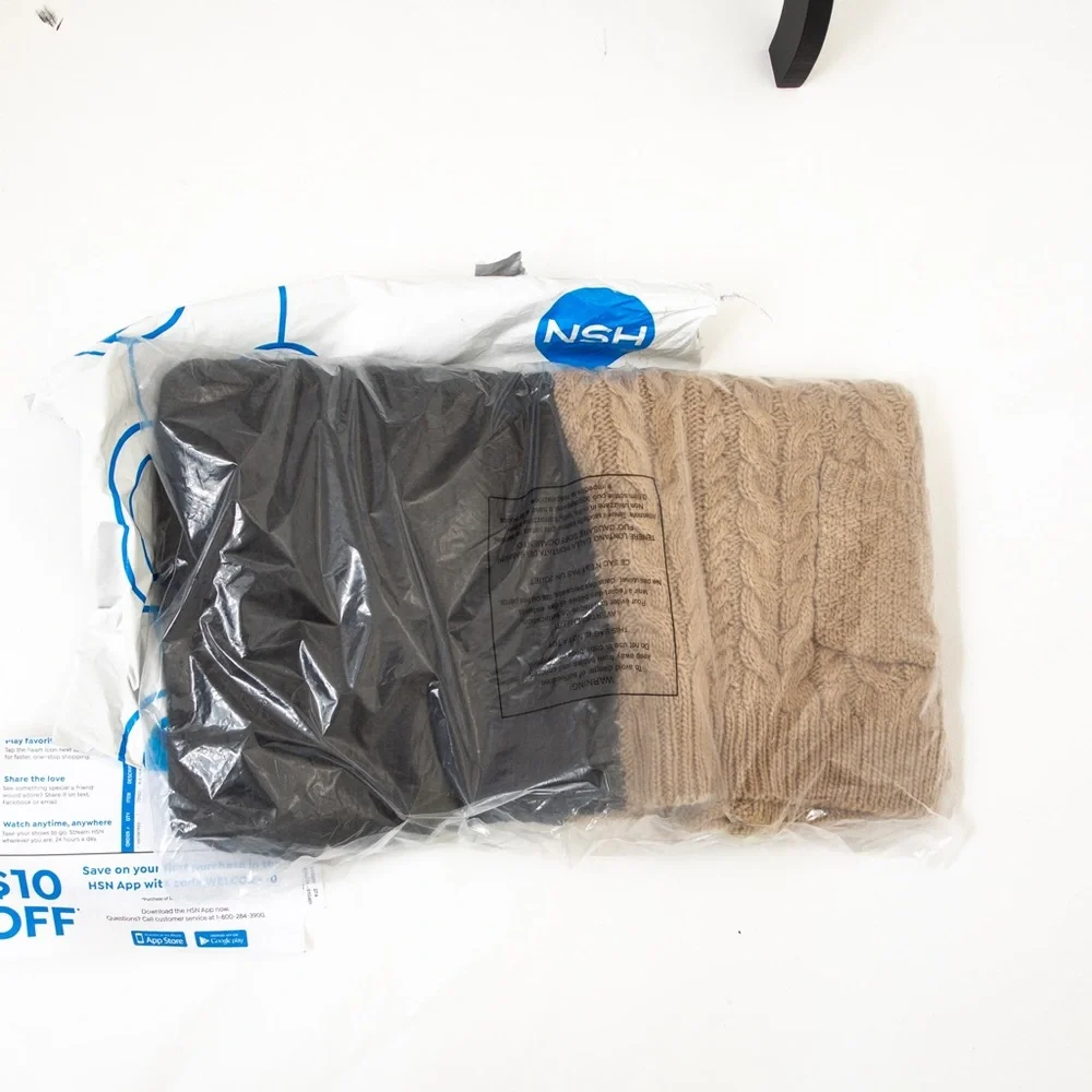 Cable knit sweater poncho black & camel XL/1X Brittany Humble